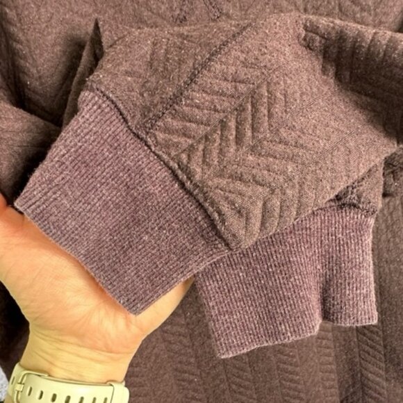 Prana Purple Silverspring Crewneck Pullover Sweater Plum Size Large Quilted Top - Picture 9 of 10